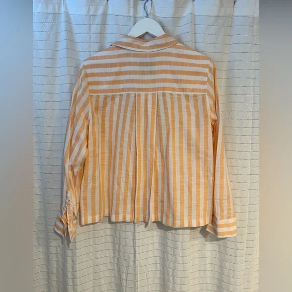 Lola River 100% Cotton Orange Sherbet Striped Button Down Beach Vacation Shirt - Picture 6 of 6